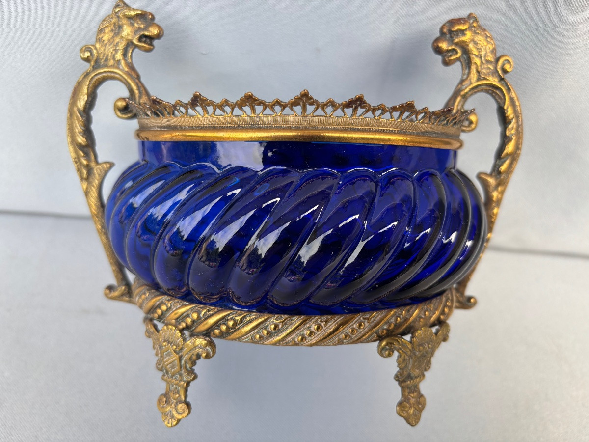 19th Century Cobalt Blue Glass Empty Pocket-photo-4