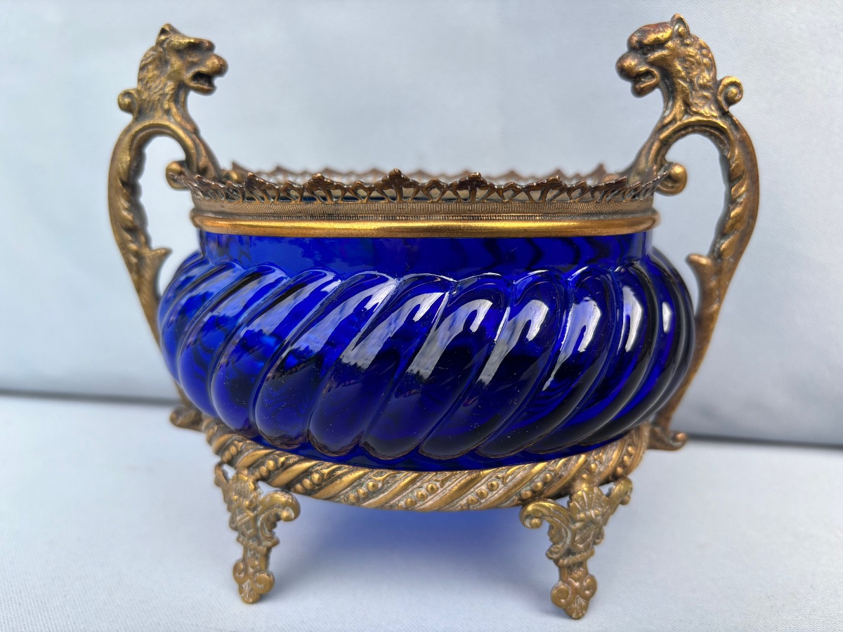 19th Century Cobalt Blue Glass Empty Pocket-photo-8