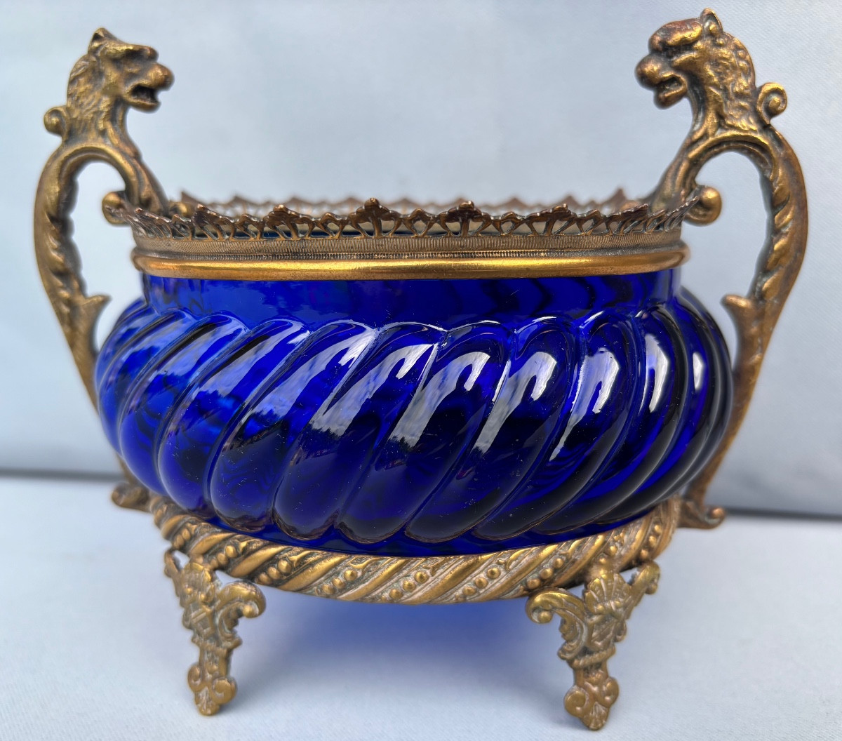 19th Century Cobalt Blue Glass Empty Pocket