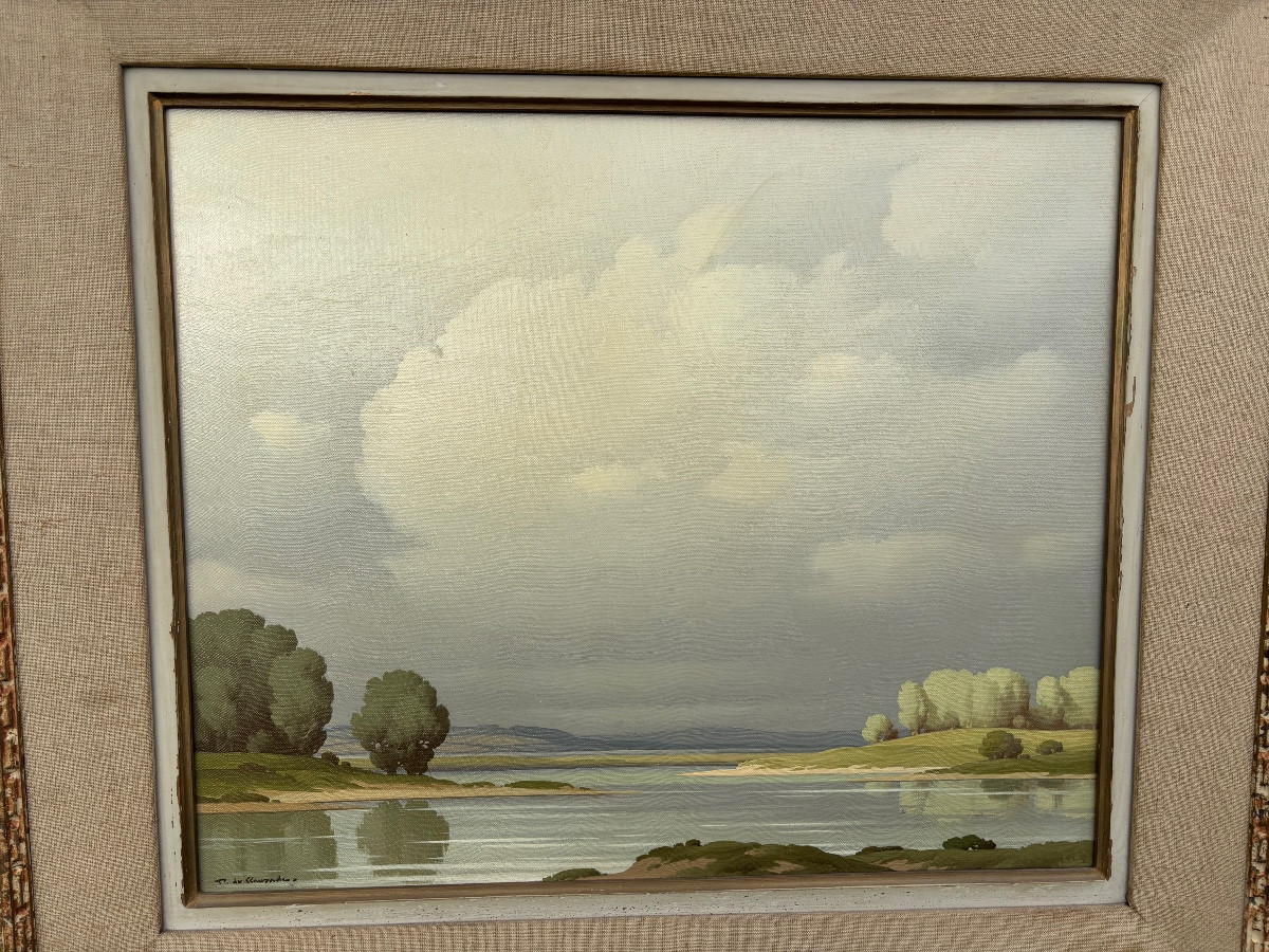 Pierre De Clausade 1910/1976. Oil On Canvas < The Banks Of The Loire >-photo-2