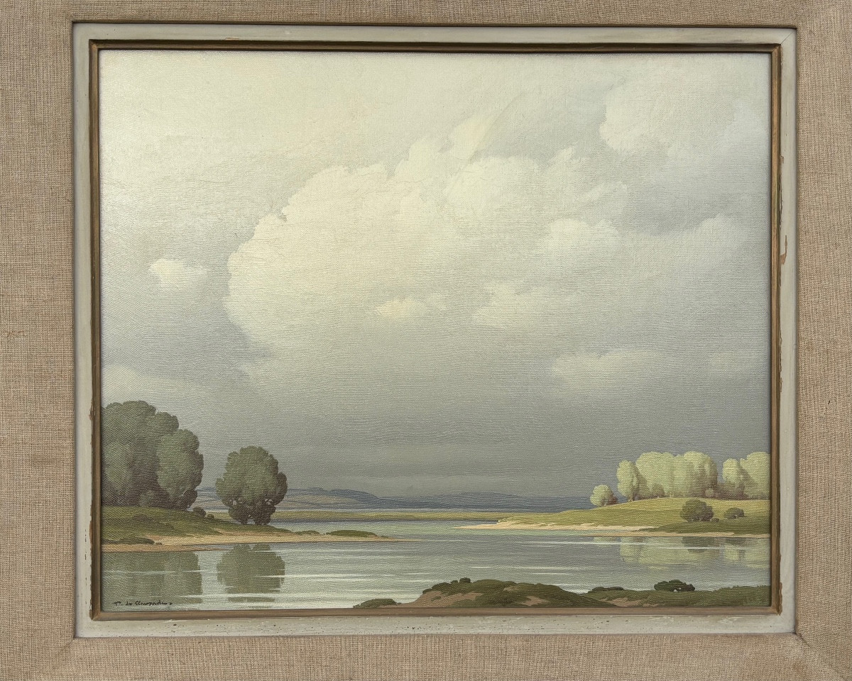 Pierre De Clausade 1910/1976. Oil On Canvas < The Banks Of The Loire >-photo-5