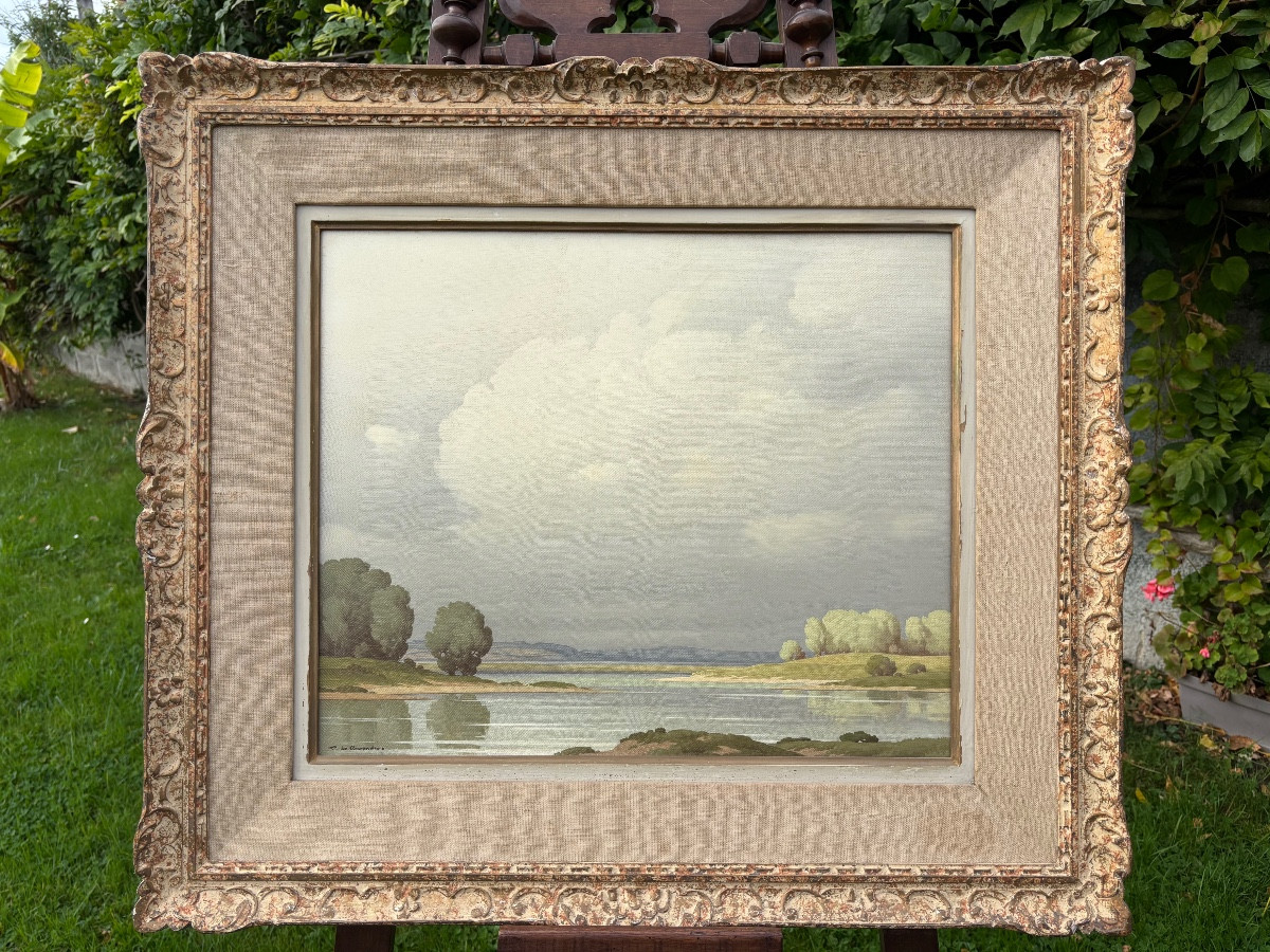 Pierre De Clausade 1910/1976. Oil On Canvas < The Banks Of The Loire >-photo-8