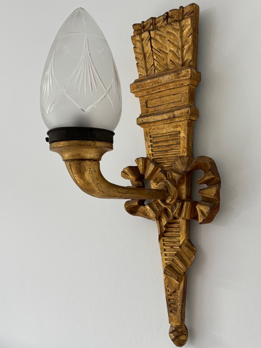 Appliques de style Louis XVI bois doré -photo-3