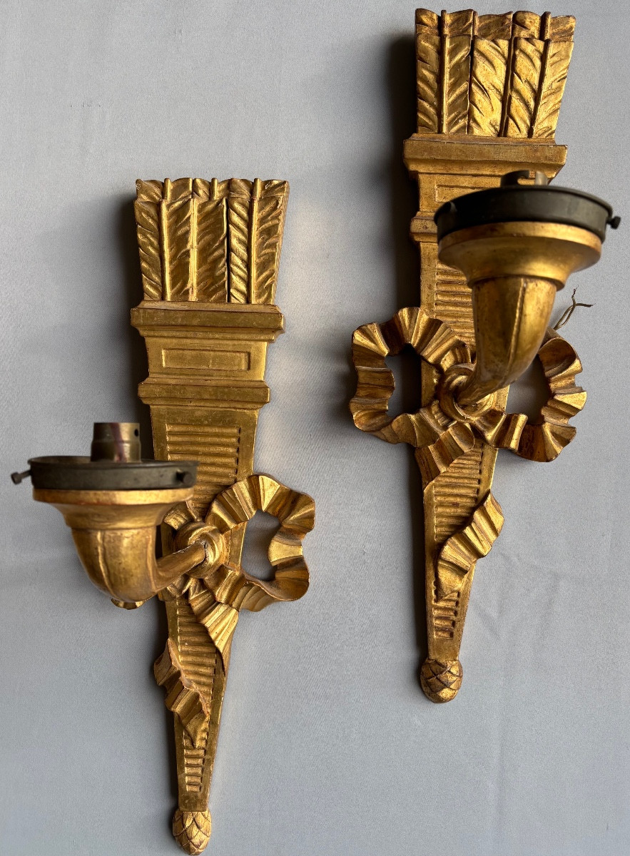 Appliques de style Louis XVI bois doré -photo-2