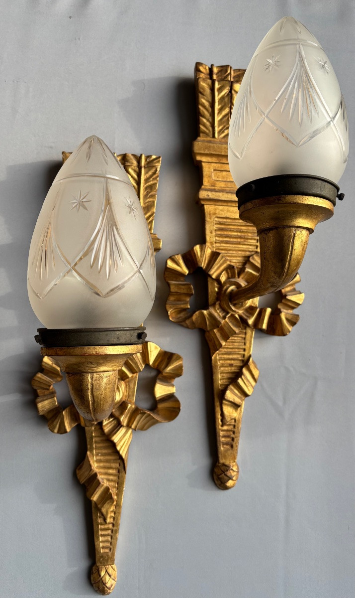 Appliques de style Louis XVI bois doré -photo-5