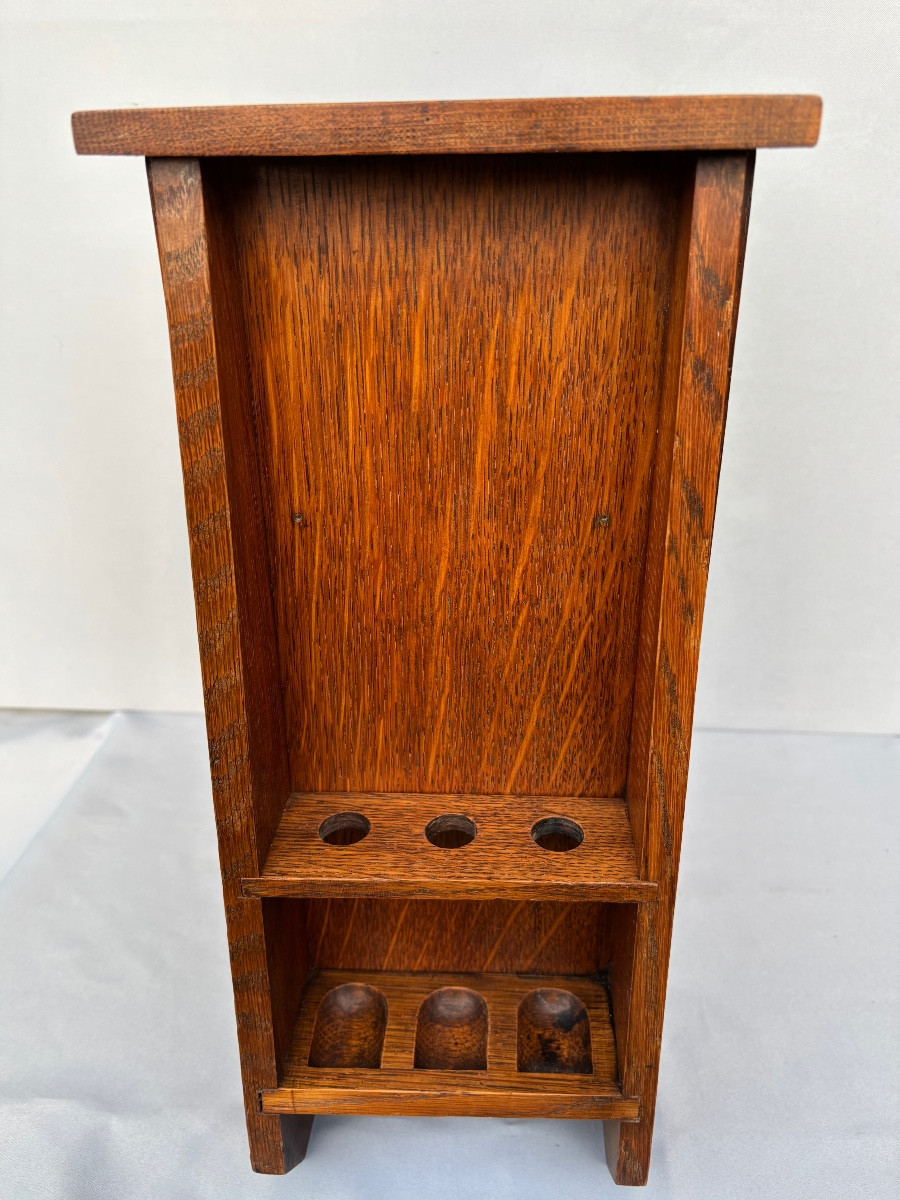 Cabinet de fumeur Porte pipes en chêne début 20éme Siecle-photo-3