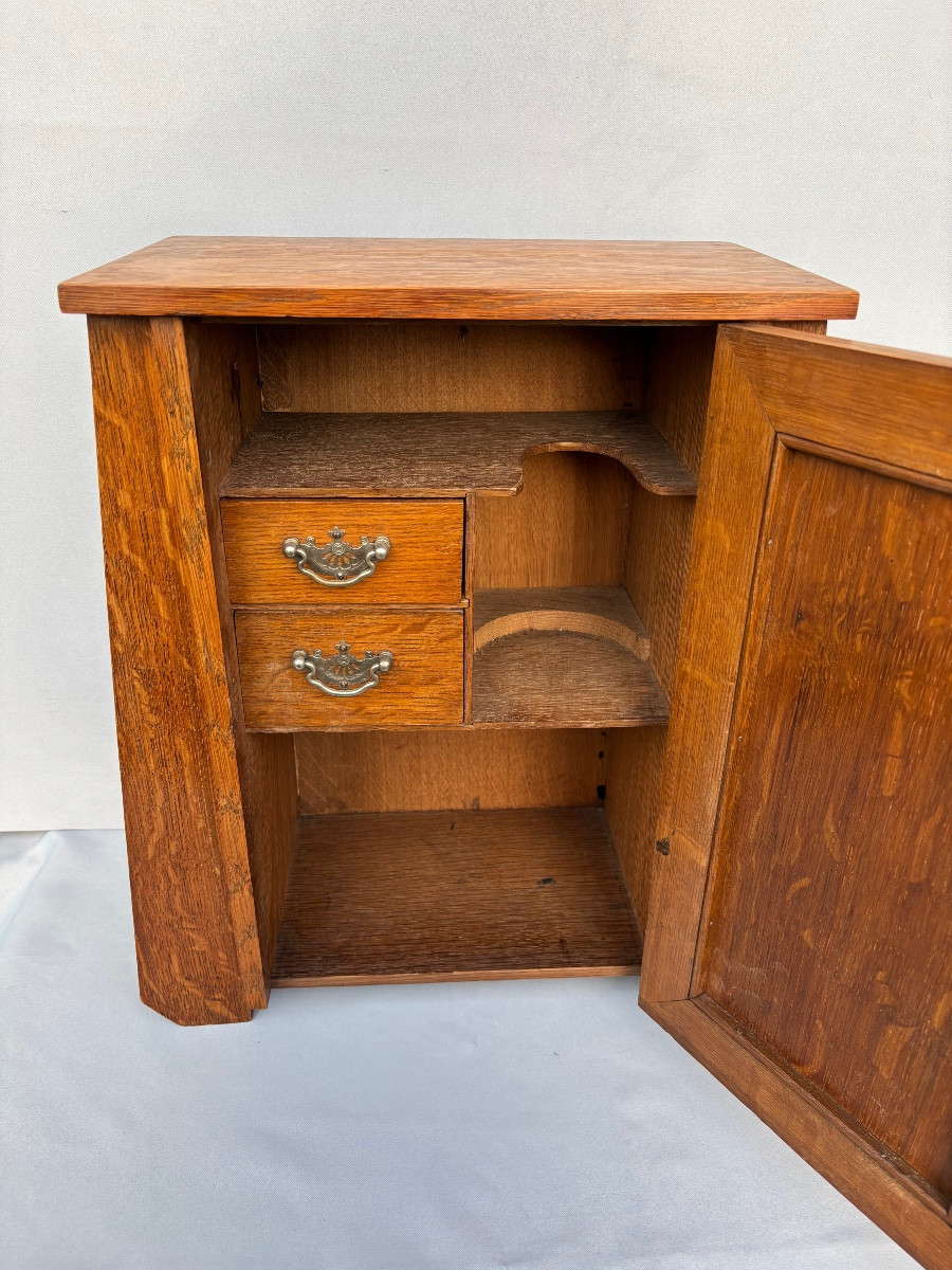 Cabinet de fumeur Porte pipes en chêne début 20éme Siecle-photo-1