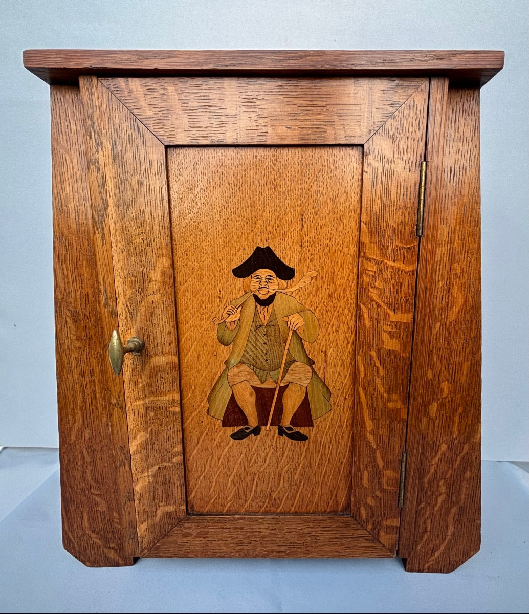 Cabinet de fumeur Porte pipes en chêne début 20éme Siecle-photo-4