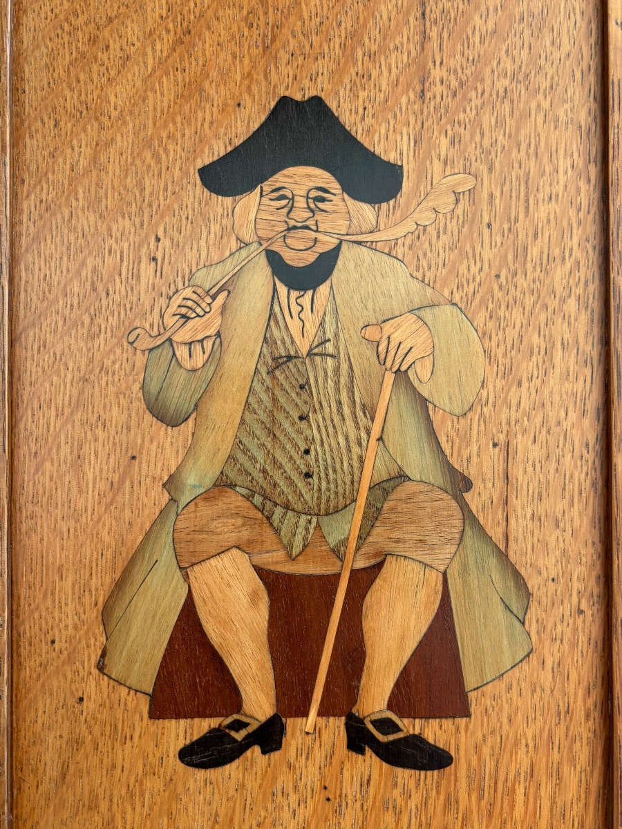 Cabinet de fumeur Porte pipes en chêne début 20éme Siecle-photo-5