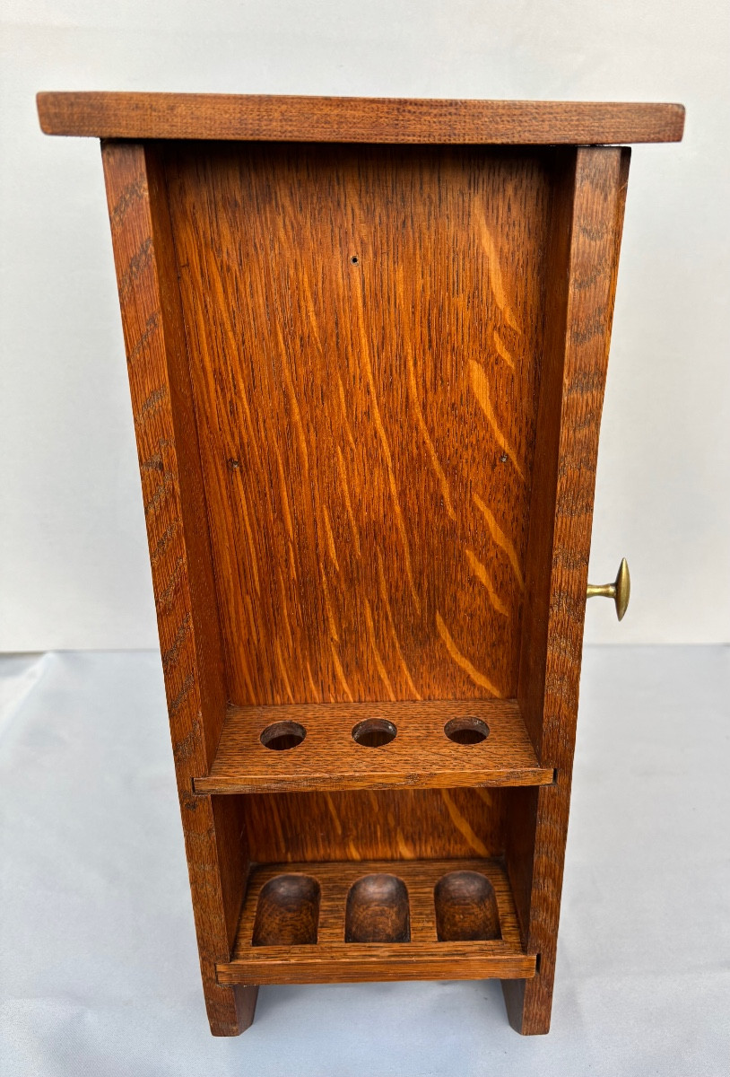 Cabinet de fumeur Porte pipes en chêne début 20éme Siecle-photo-7