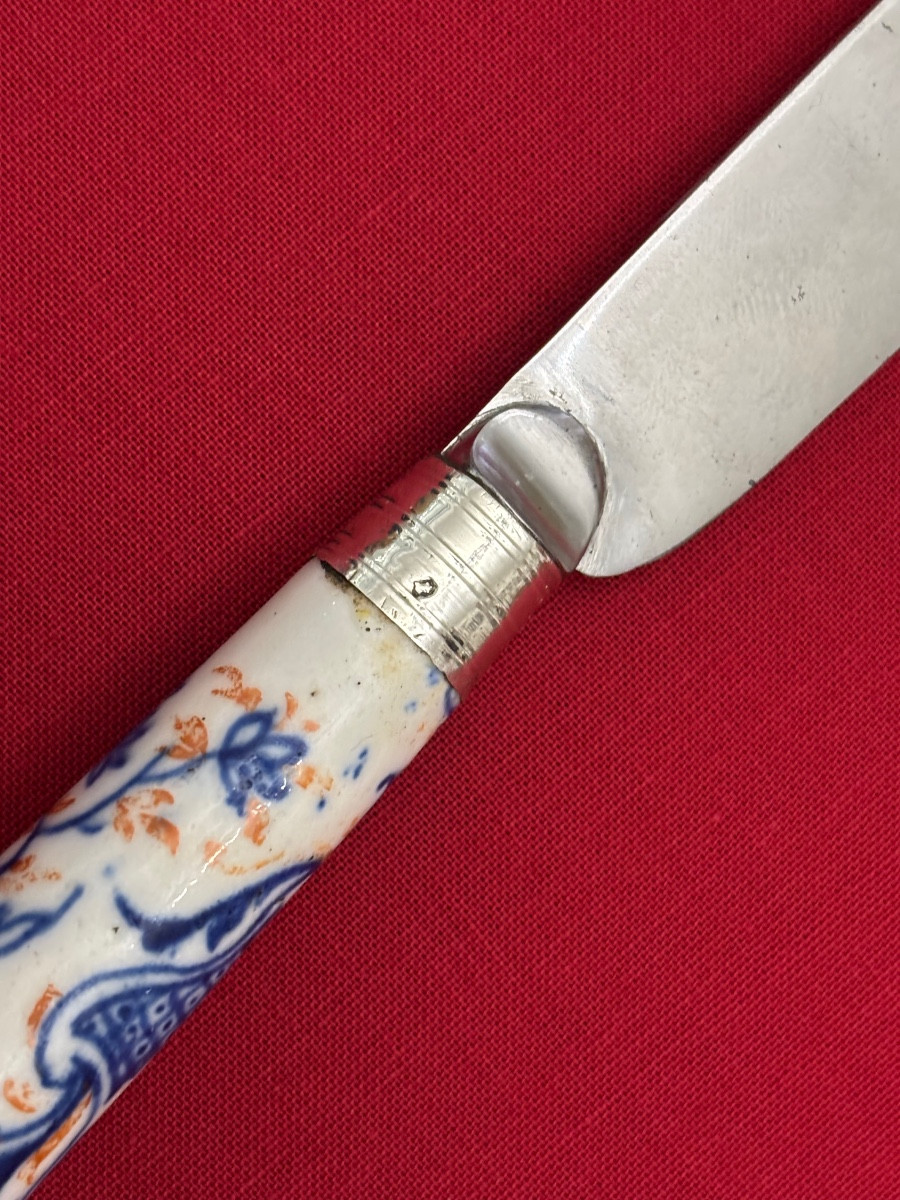 Chine 19éme Siècle Deux Couteaux manche porcelaine -photo-2