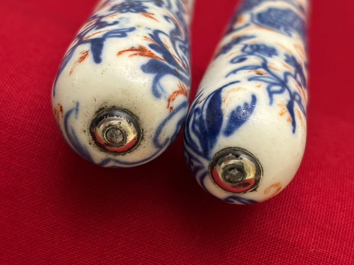 Chine 19éme Siècle Deux Couteaux manche porcelaine -photo-3