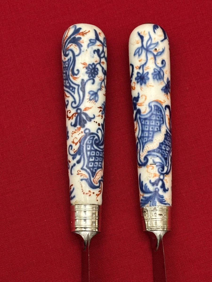 Chine 19éme Siècle Deux Couteaux manche porcelaine -photo-6