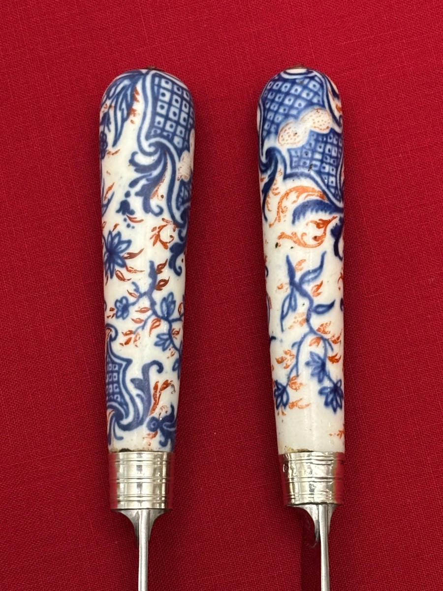 Chine 19éme Siècle Deux Couteaux manche porcelaine -photo-7