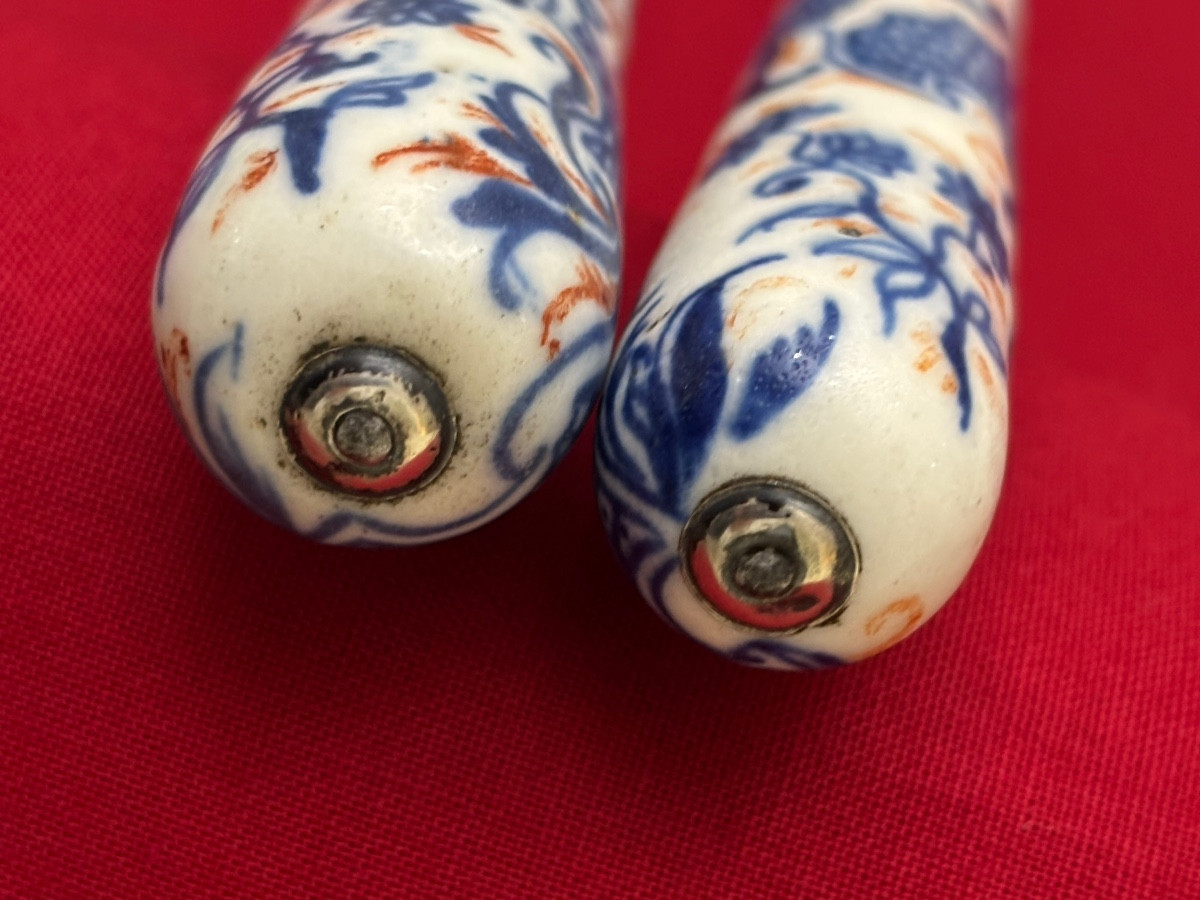 Chine 19éme Siècle Deux Couteaux manche porcelaine -photo-8