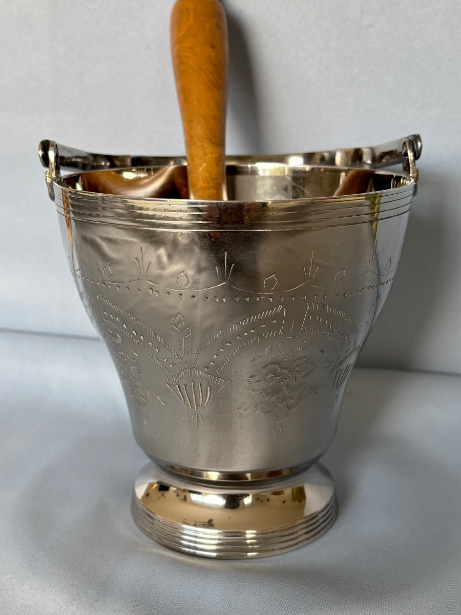 Seau à eau bénite et son aspersoir 19éme Siècle -photo-4