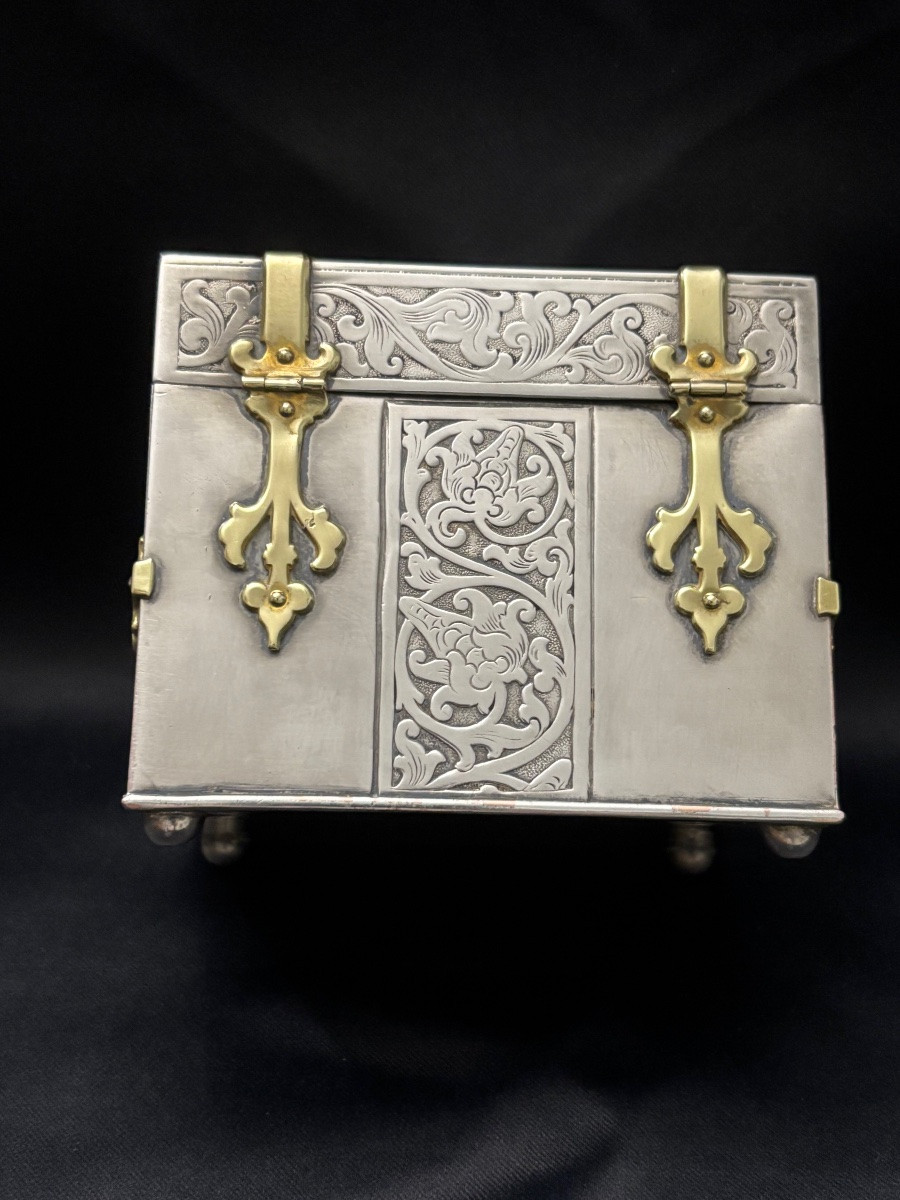 Coffret à bijoux en métal argenté début 20éme Siècle -photo-1