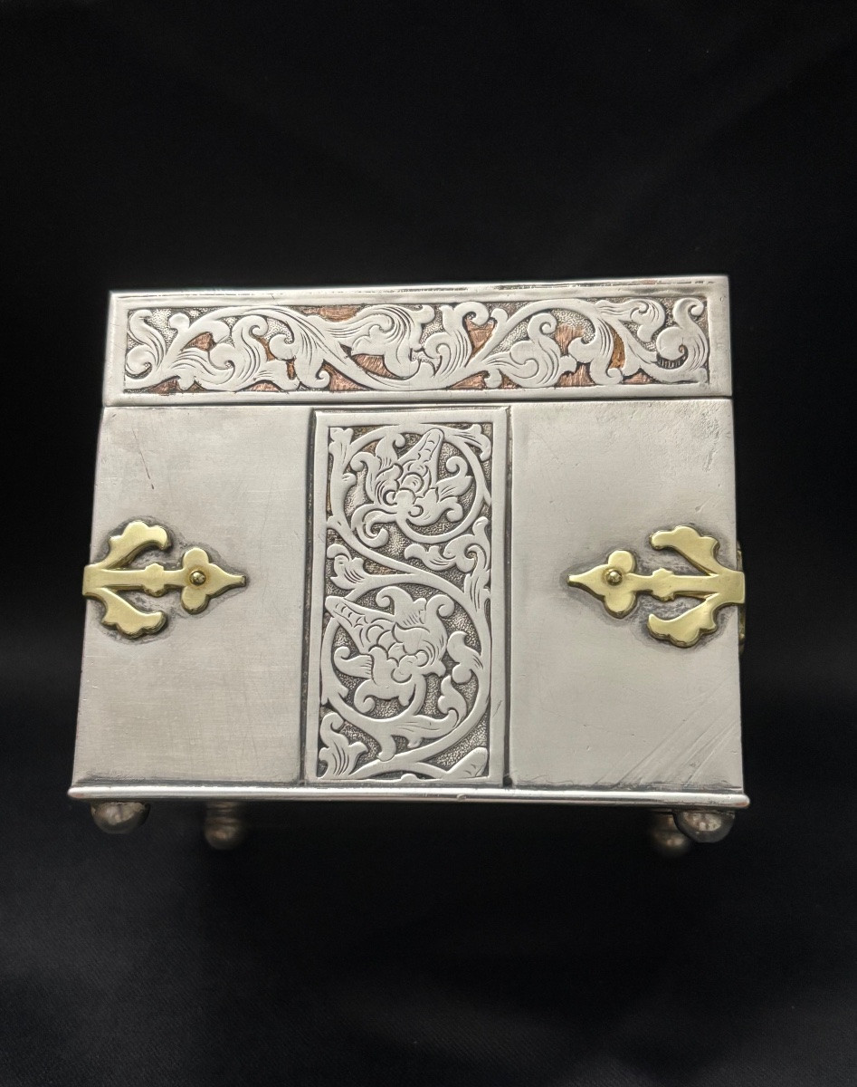 Coffret à bijoux en métal argenté début 20éme Siècle -photo-6