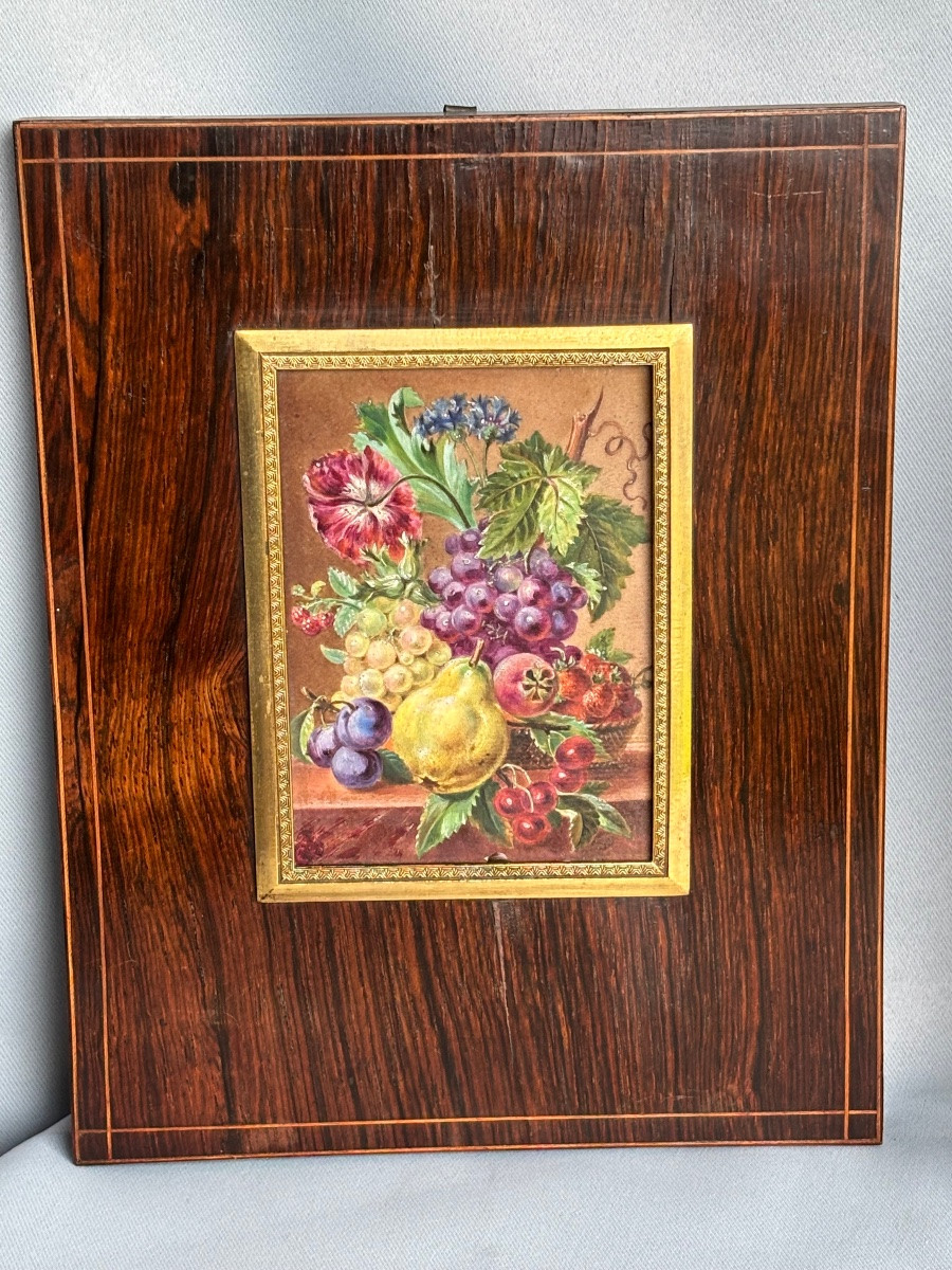 Pair Of Miniatures On Alabaster, Mid-19th Century -photo-2