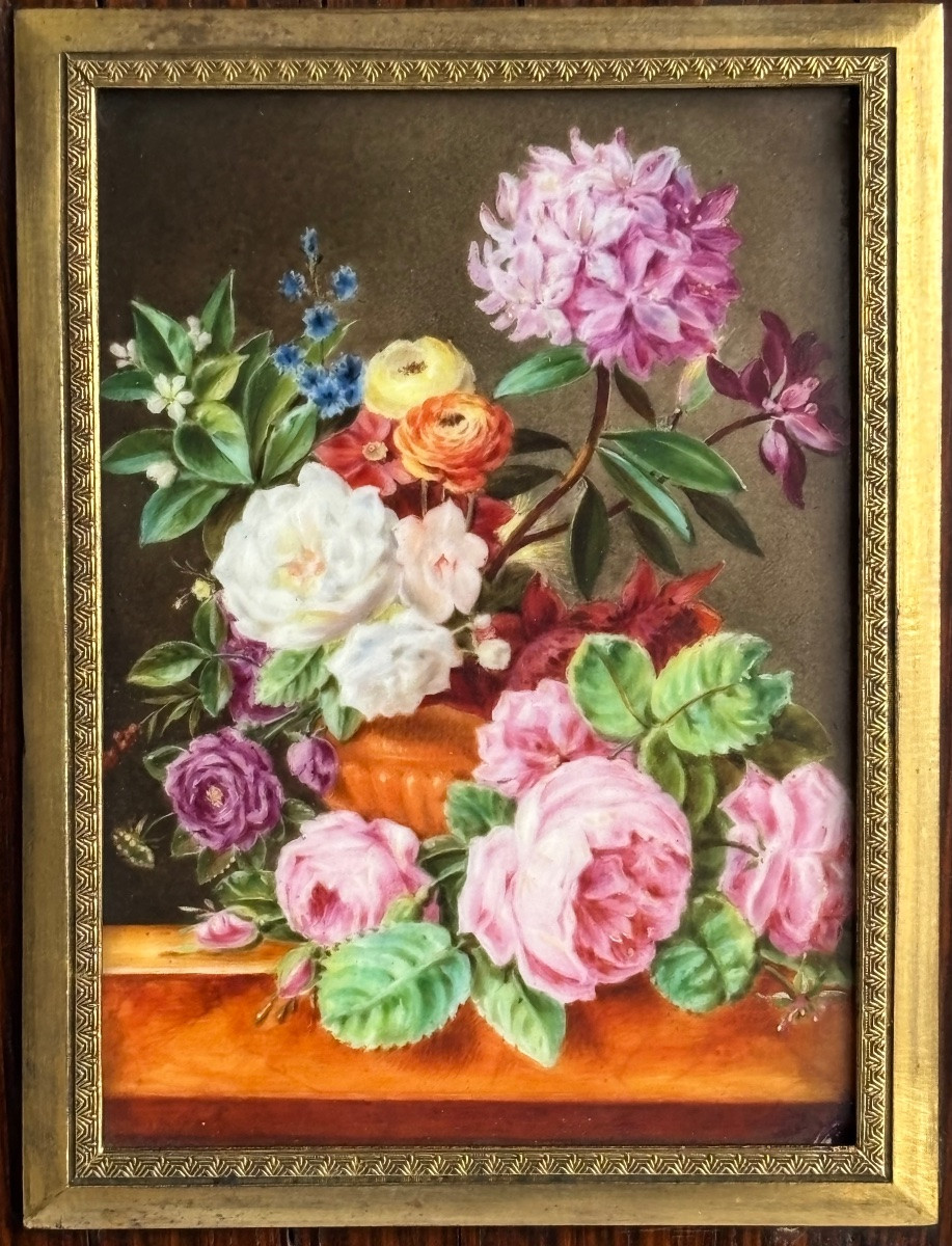 Pair Of Miniatures On Alabaster, Mid-19th Century -photo-3