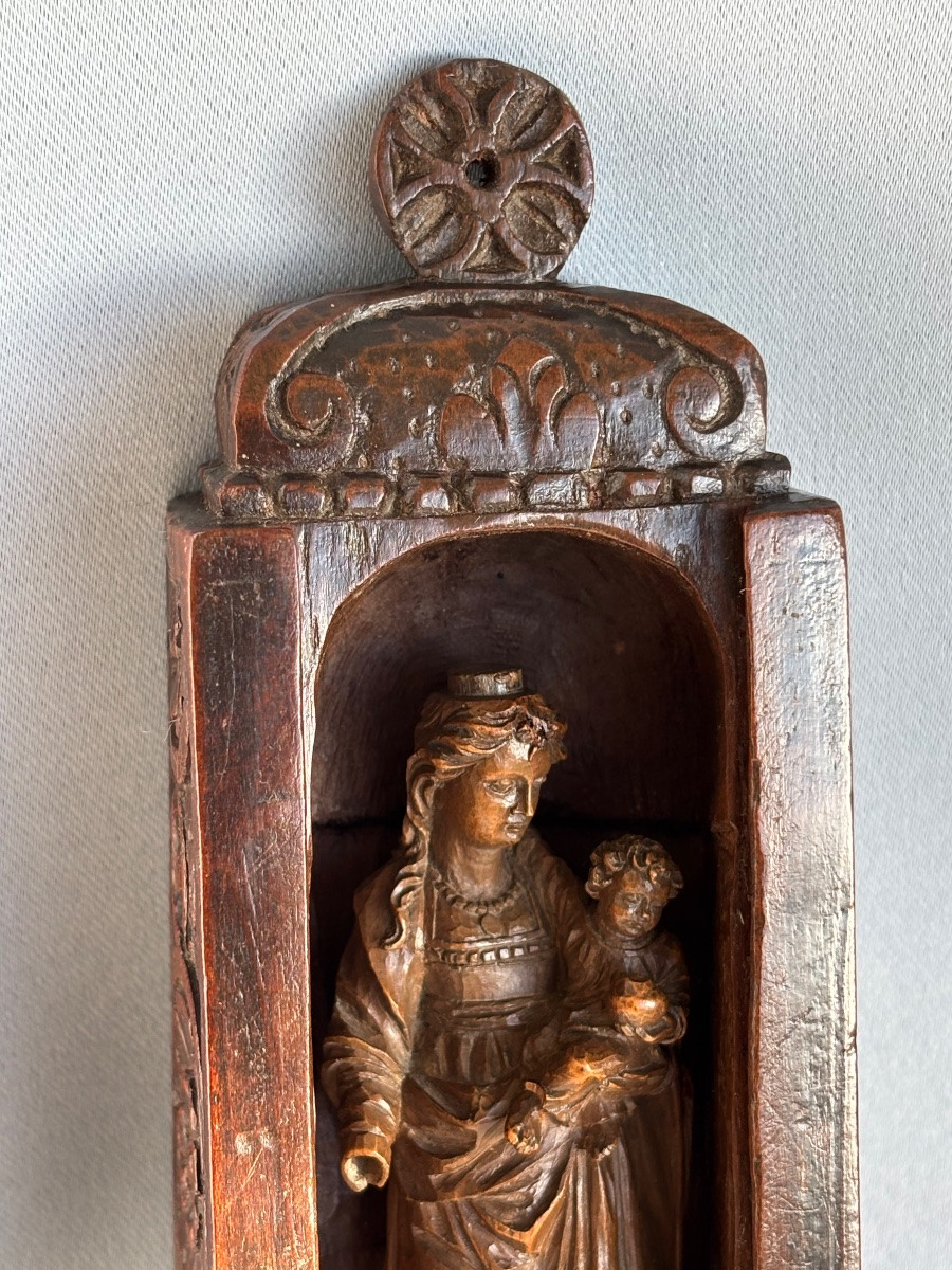 17th Century Carved Wooden Travel Altar -photo-5