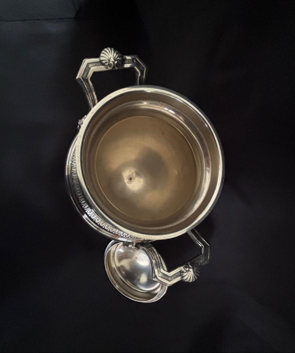 Empire Style Silver-plated Metal Sugar Bowl, 20th Century -photo-4