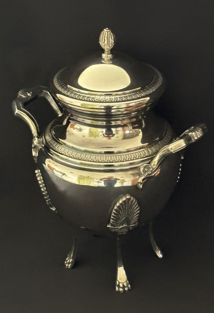 Empire Style Silver-plated Metal Sugar Bowl, 20th Century -photo-2