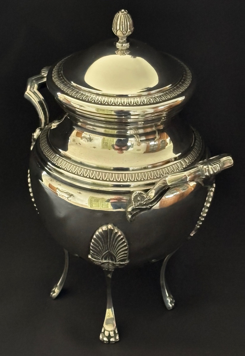 Empire Style Silver-plated Metal Sugar Bowl, 20th Century -photo-7