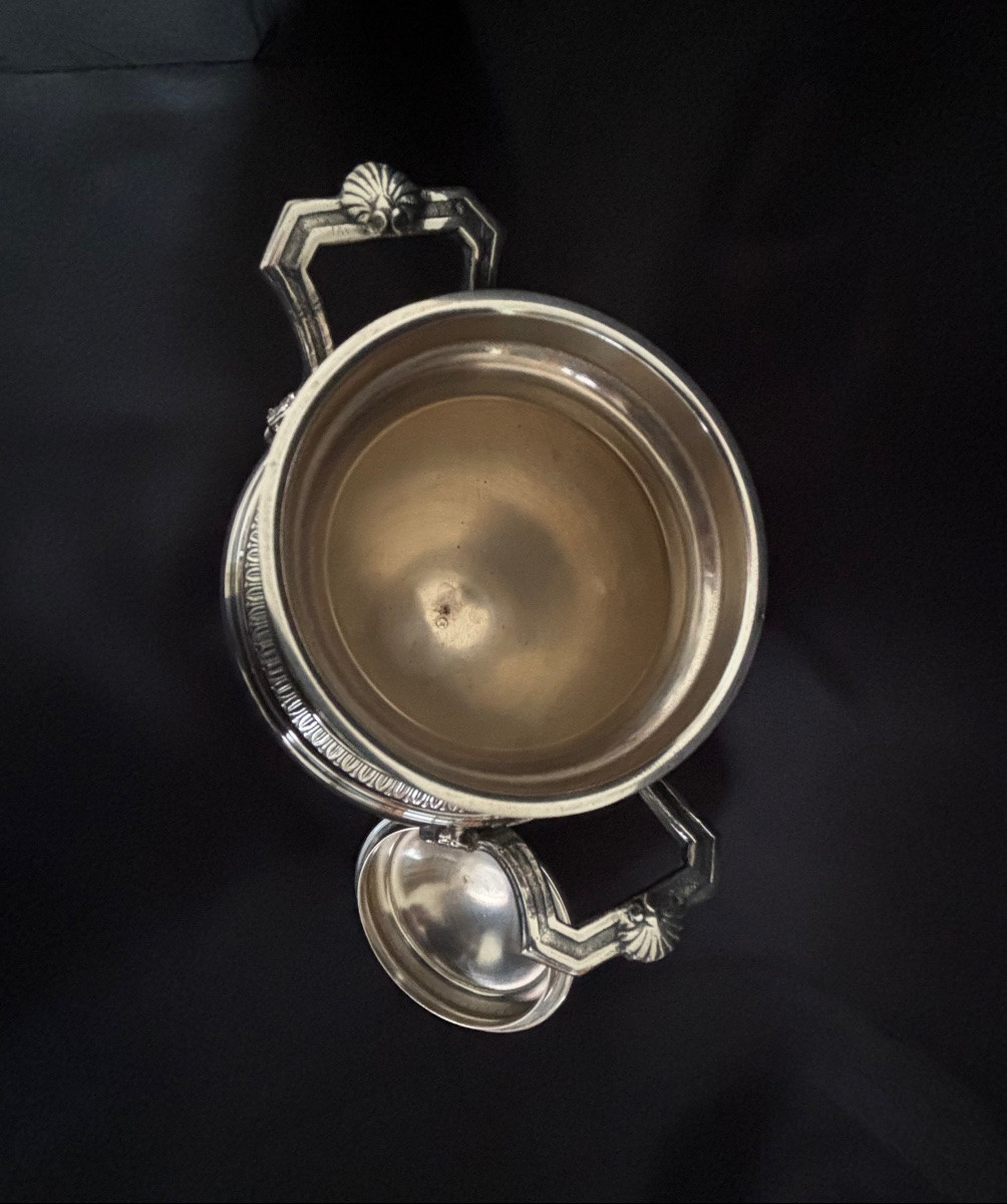 Empire Style Silver-plated Metal Sugar Bowl, 20th Century -photo-8