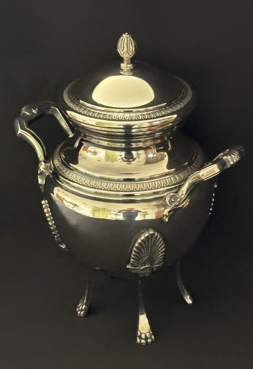 Empire Style Silver-plated Metal Sugar Bowl, 20th Century 