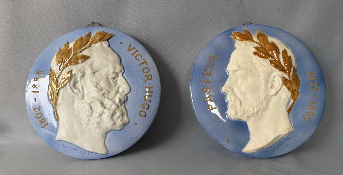 Paire de médaillons en haut relief d’Edmond LACHENAL 1855 - 1948-photo-2
