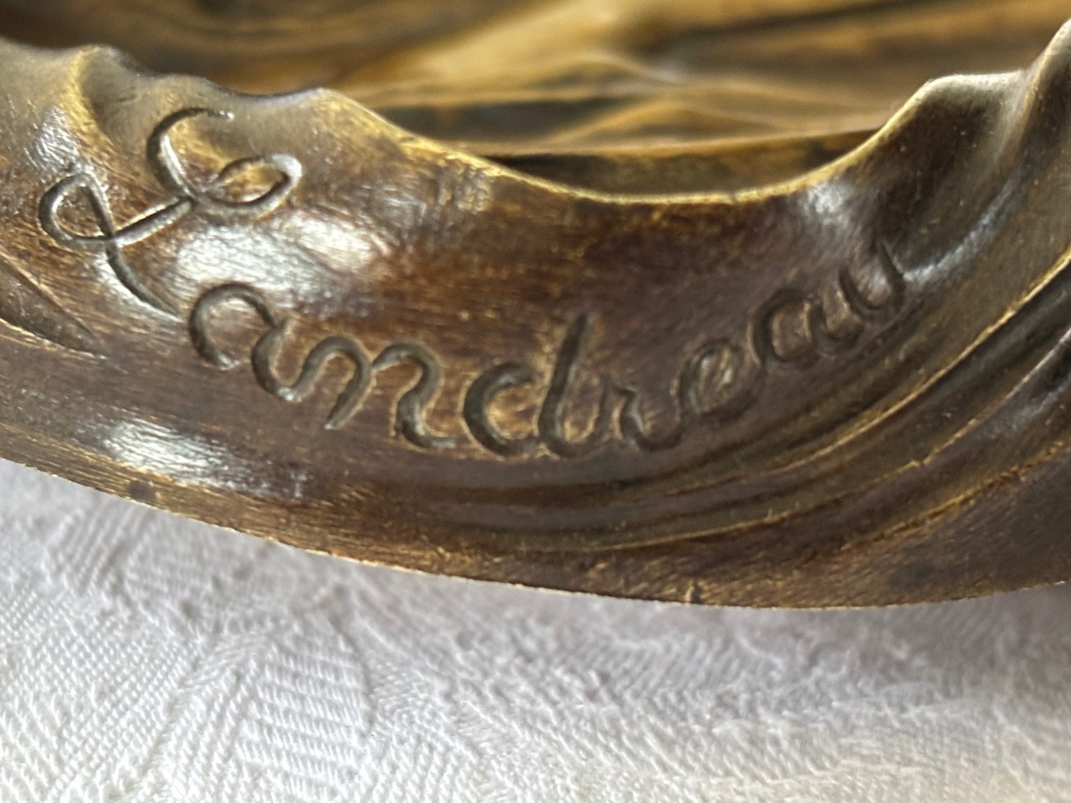 Encrier en bronze Art Nouveau signé LANDEREAU-photo-3
