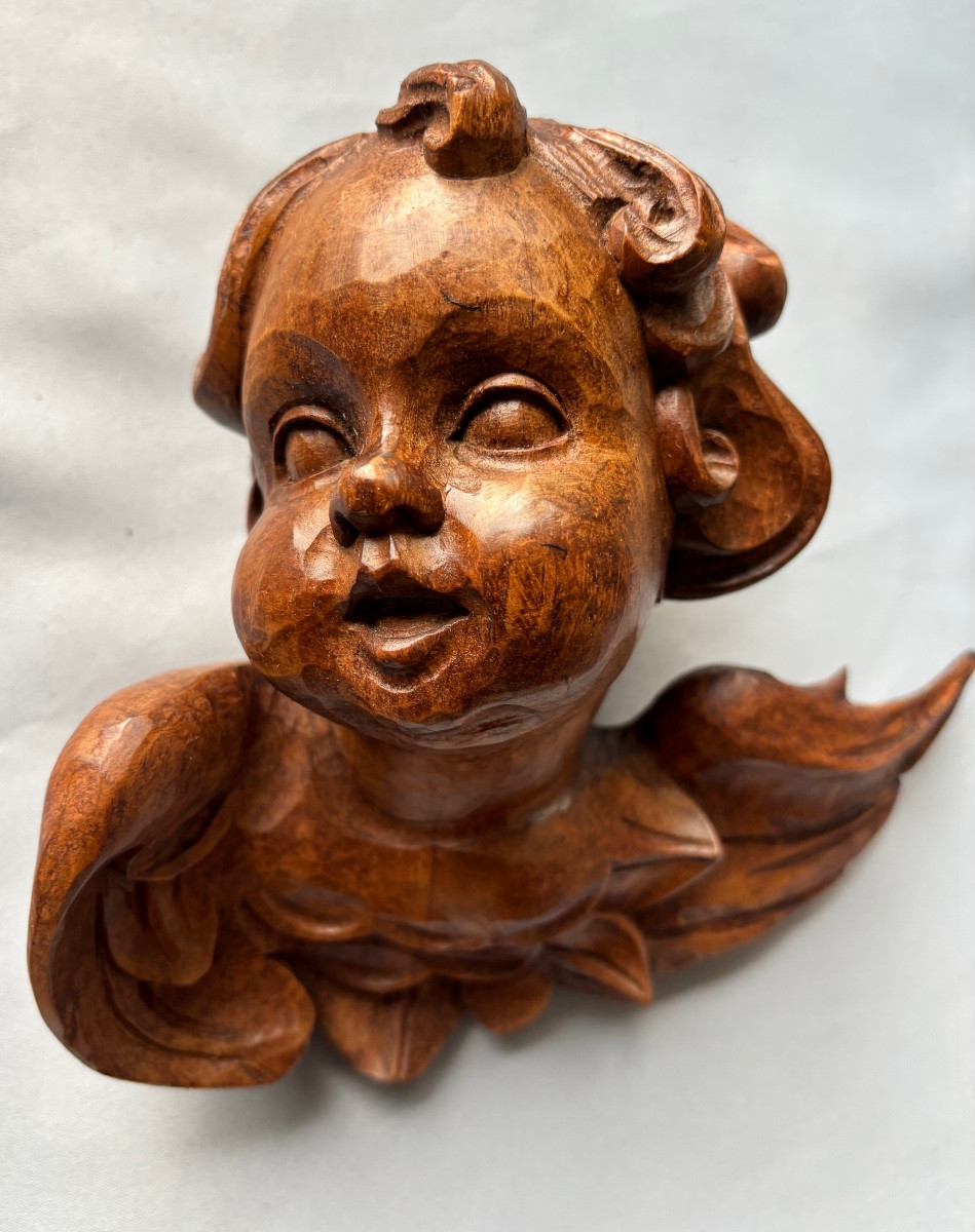 Paire d’angelots en bois patiné fin 18éme Siècle -photo-3