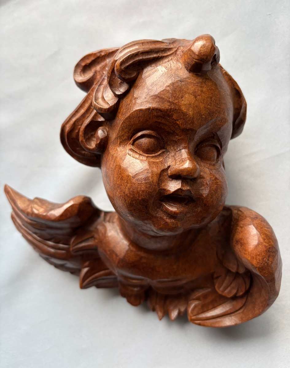 Paire d’angelots en bois patiné fin 18éme Siècle -photo-4