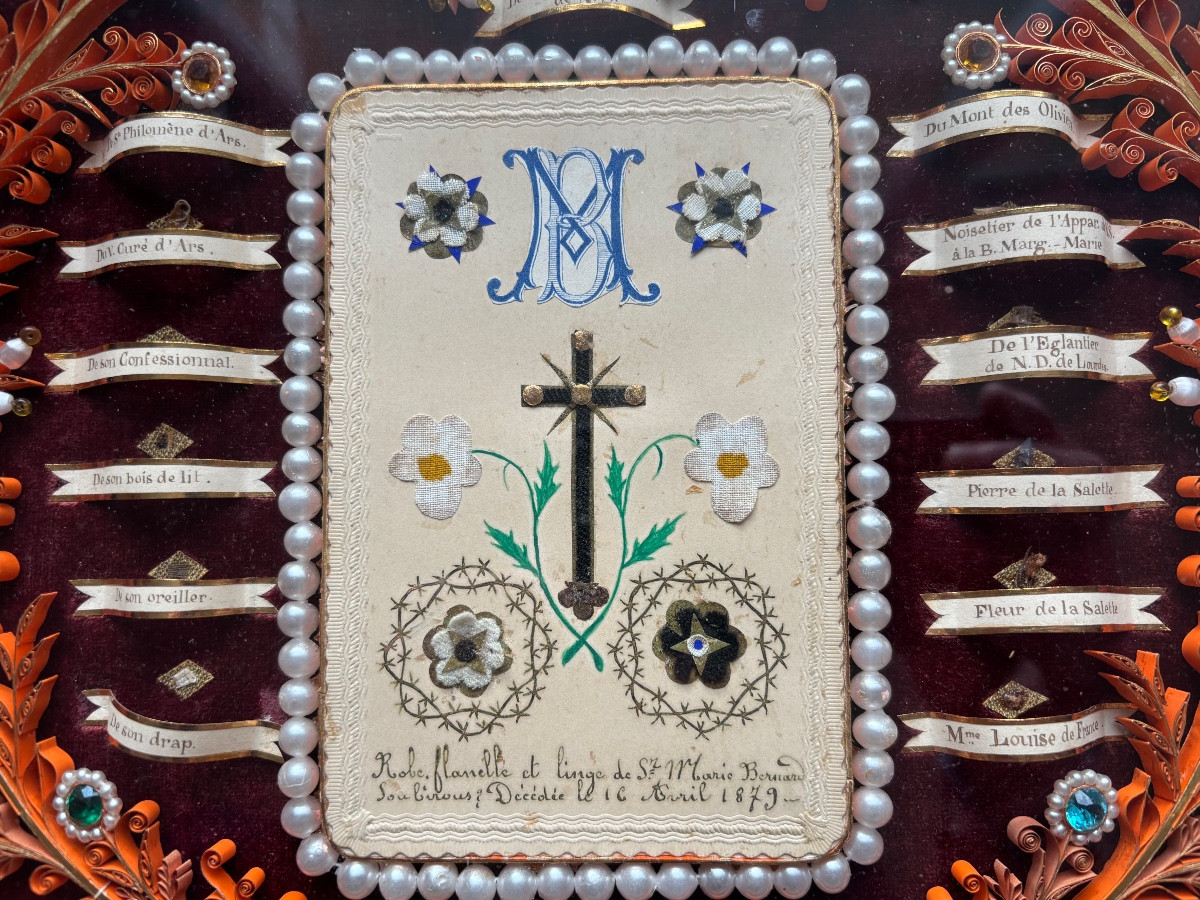 Paperolles et reliques de St Marie Bernadette  Soubirous fin 19éme Siecle-photo-2