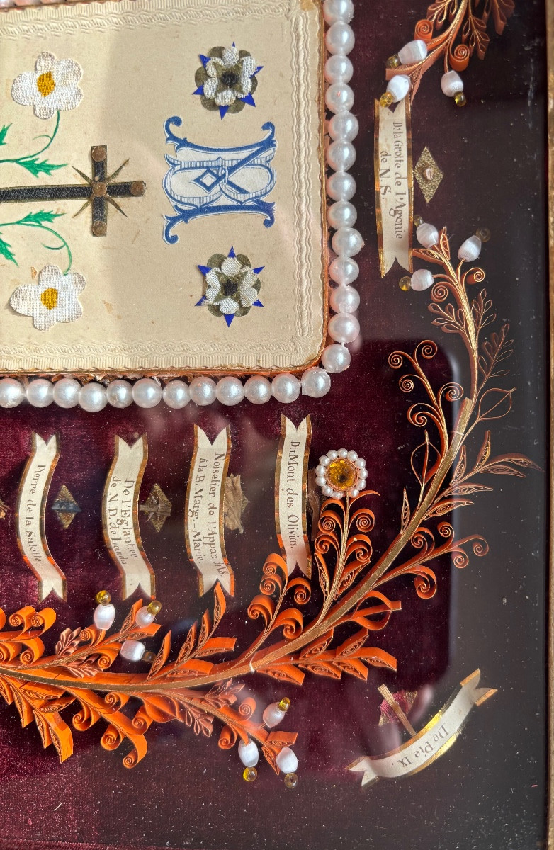 Paperolles et reliques de St Marie Bernadette  Soubirous fin 19éme Siecle-photo-1