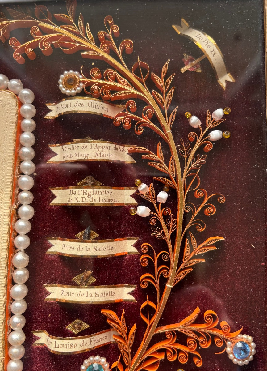 Paperolles et reliques de St Marie Bernadette  Soubirous fin 19éme Siecle-photo-3