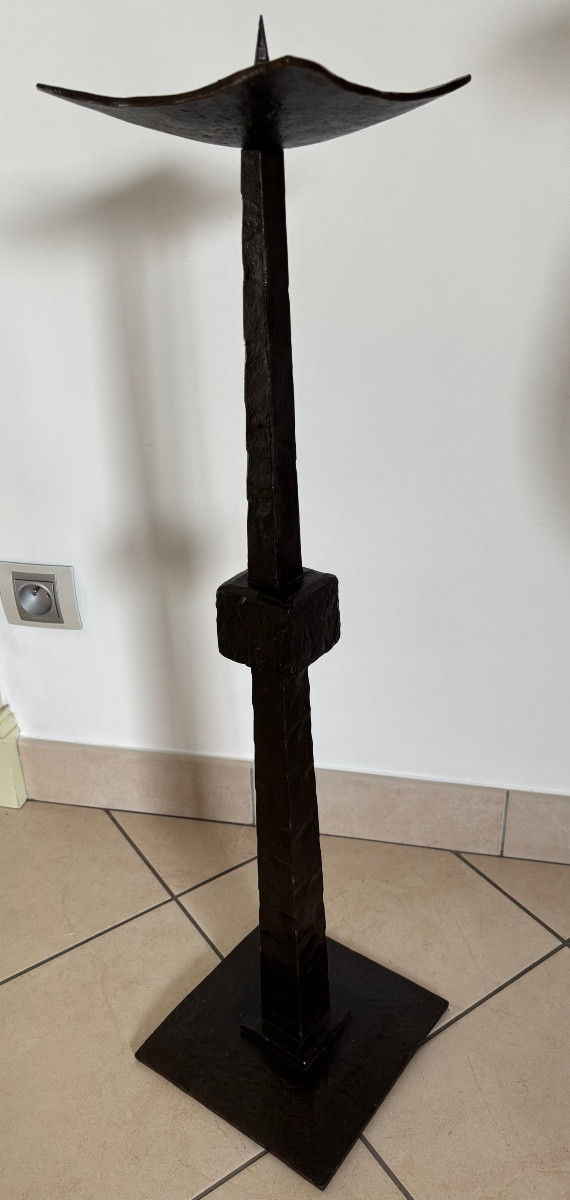 Pique cierge forgé circa 1950  -photo-8