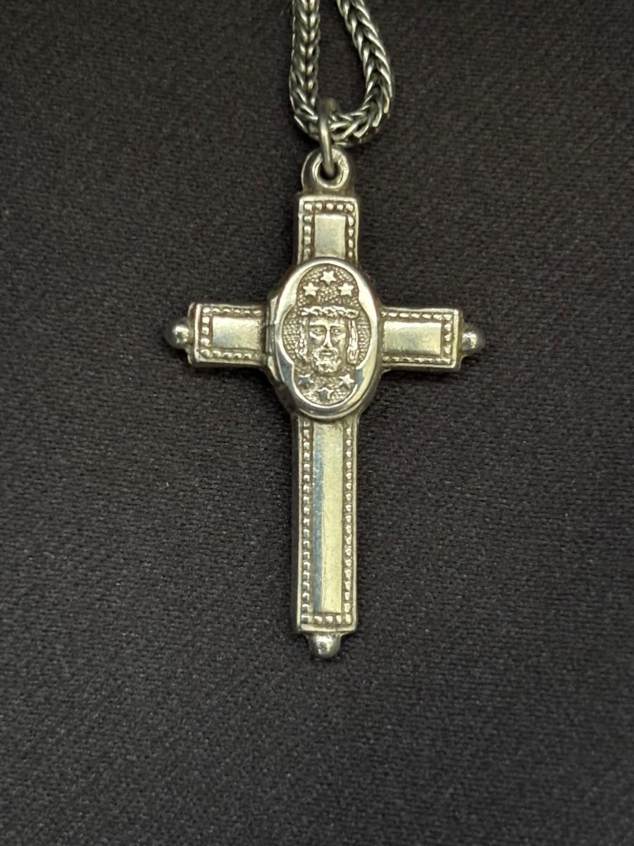 Reliquary Cross In Late 19th Century Silver-photo-3