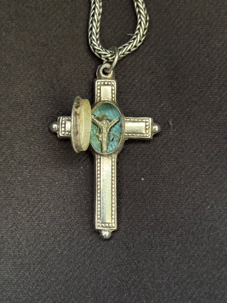 Reliquary Cross In Late 19th Century Silver-photo-4