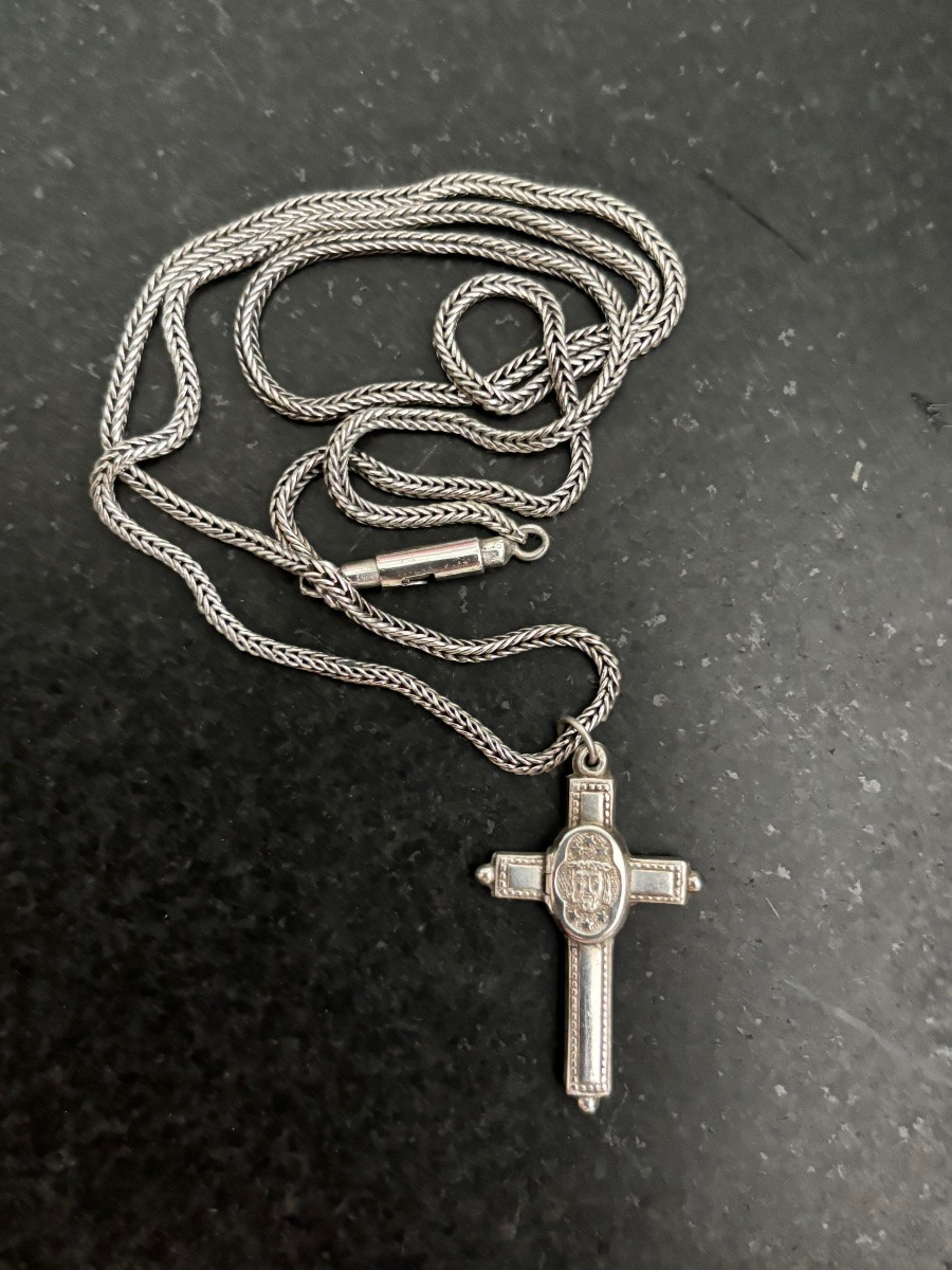 Reliquary Cross In Late 19th Century Silver-photo-5