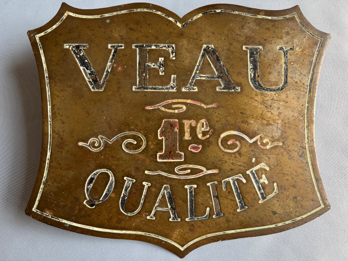Boucherie Plaque en laiton publicitaire fin 19éme Siècle -photo-2