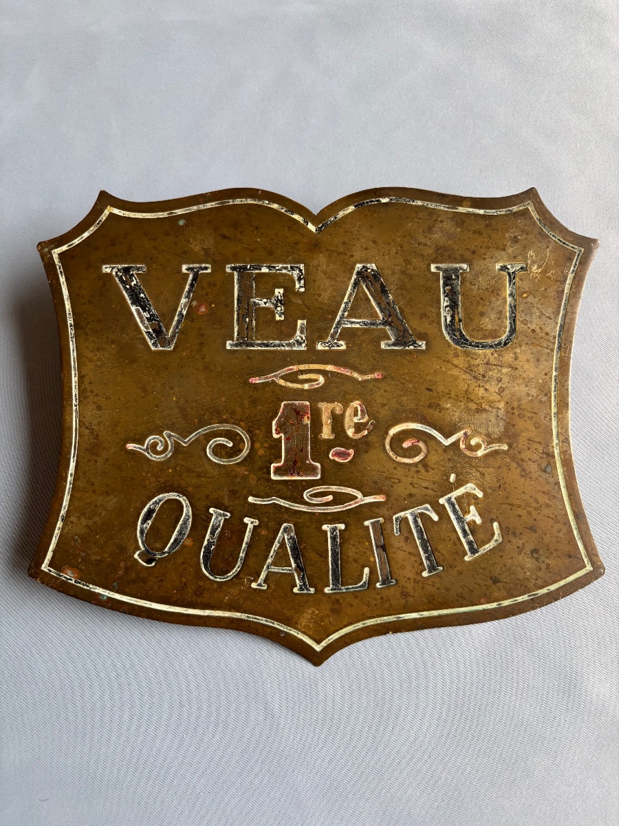 Boucherie Plaque en laiton publicitaire fin 19éme Siècle -photo-3