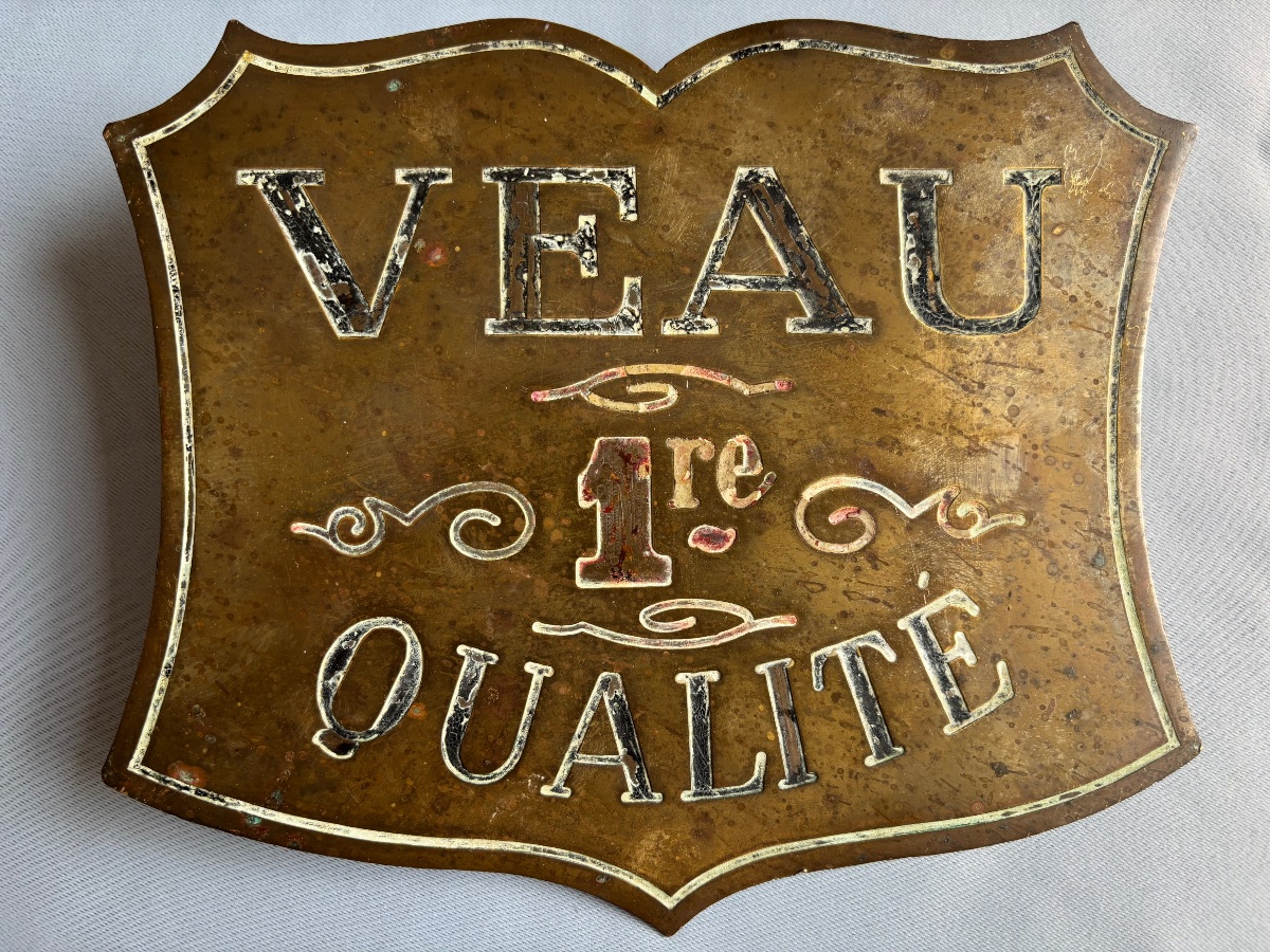 Boucherie Plaque en laiton publicitaire fin 19éme Siècle -photo-4