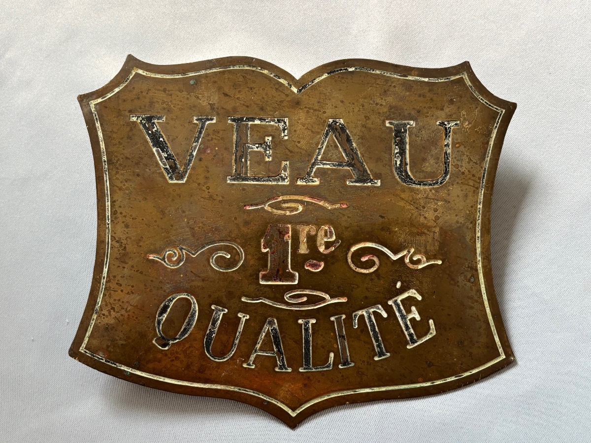 Boucherie Plaque en laiton publicitaire fin 19éme Siècle -photo-3