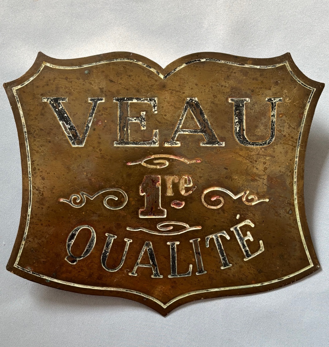Boucherie Plaque en laiton publicitaire fin 19éme Siècle -photo-4
