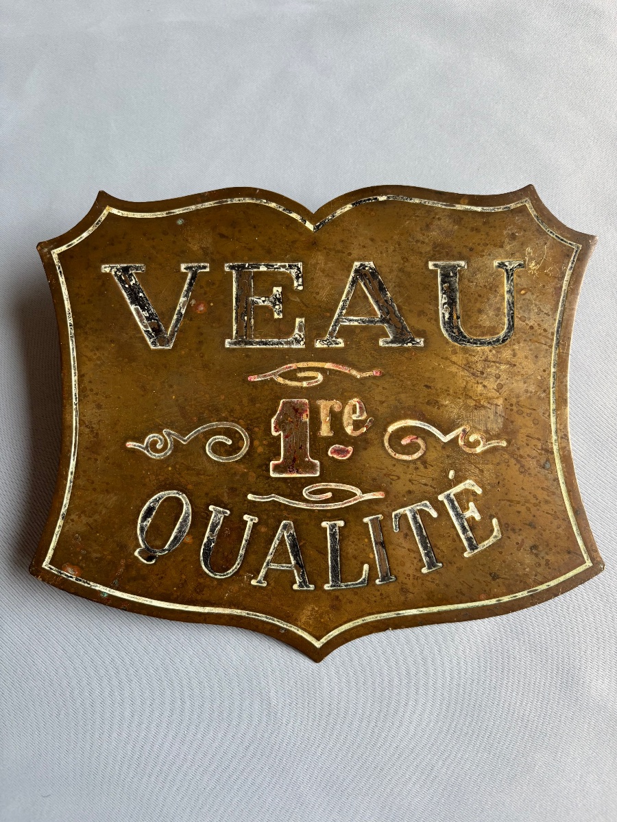 Boucherie Plaque en laiton publicitaire fin 19éme Siècle -photo-6