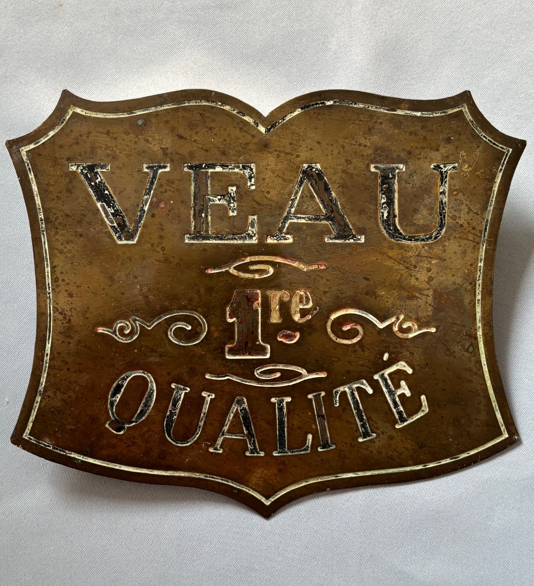 Boucherie Plaque en laiton publicitaire fin 19éme Siècle 