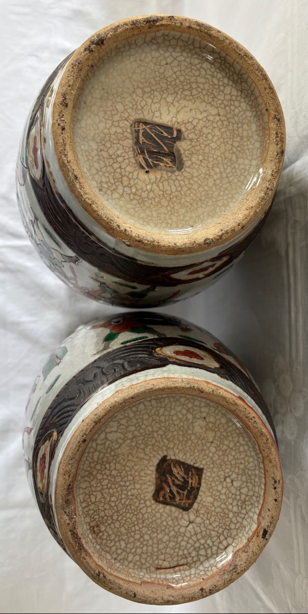 Nanjing, Pair Of Polychrome Vases, Late 19th Century -photo-8