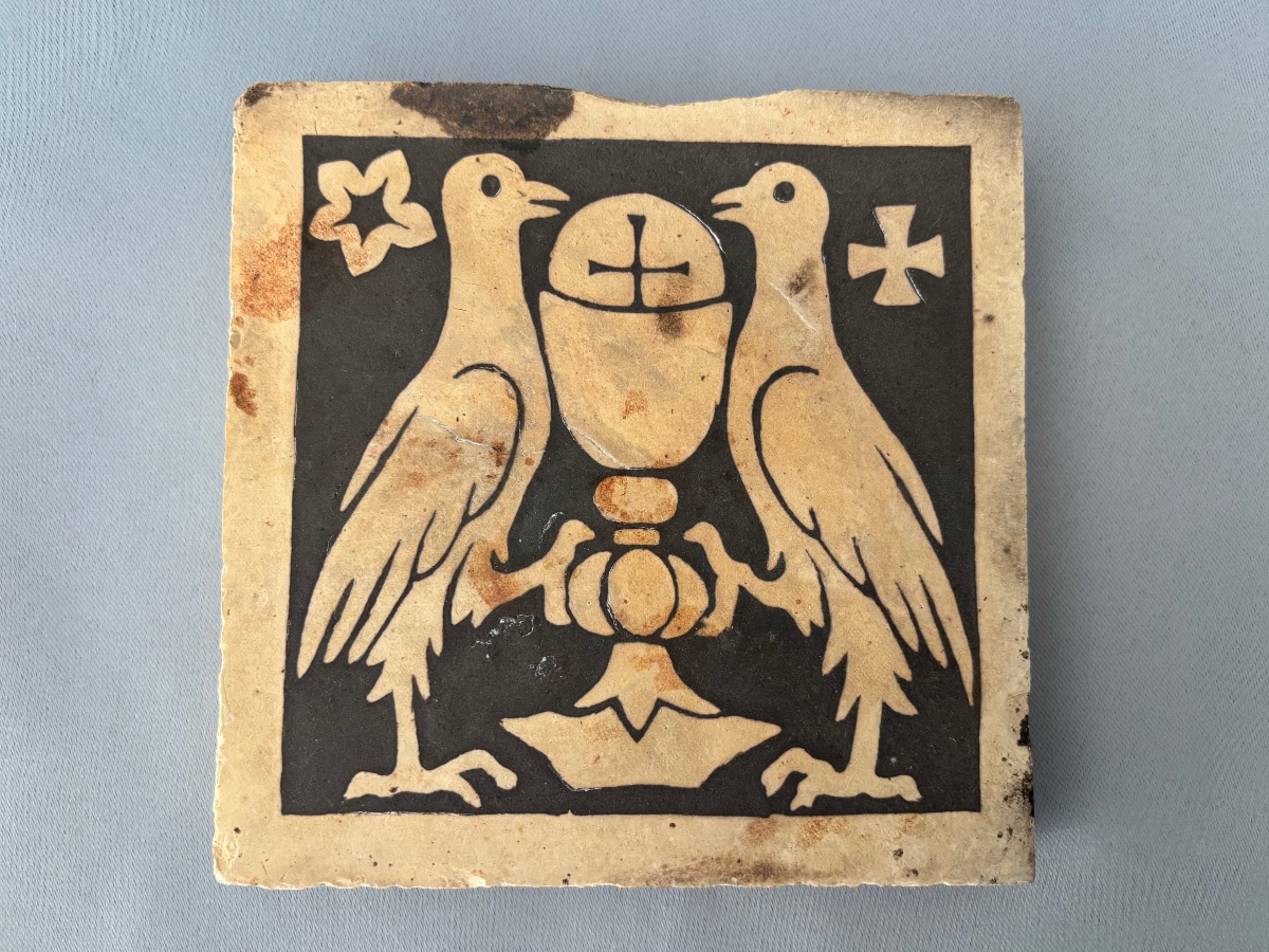 Ceramic Tile < Aux Colombes > Circa 19th Century -photo-2